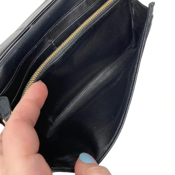 RARE Authentic PRADA Black & Gold Bow Long Slim Carryall Wallet on a Gold Chain - Picture 8 of 15